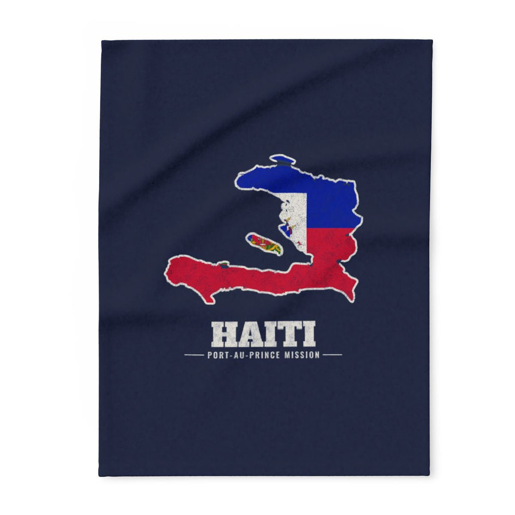 Haiti Port-au-Prince Mission flag map fleece blanket by Weak Things