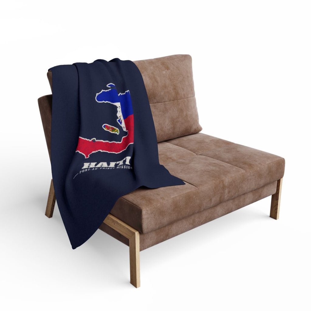 Haiti Port-au-Prince Mission flag map fleece blanket by Weak Things view 2