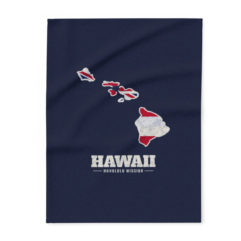 Hawaii Honolulu Mission flag map fleece blanket by Weak Things