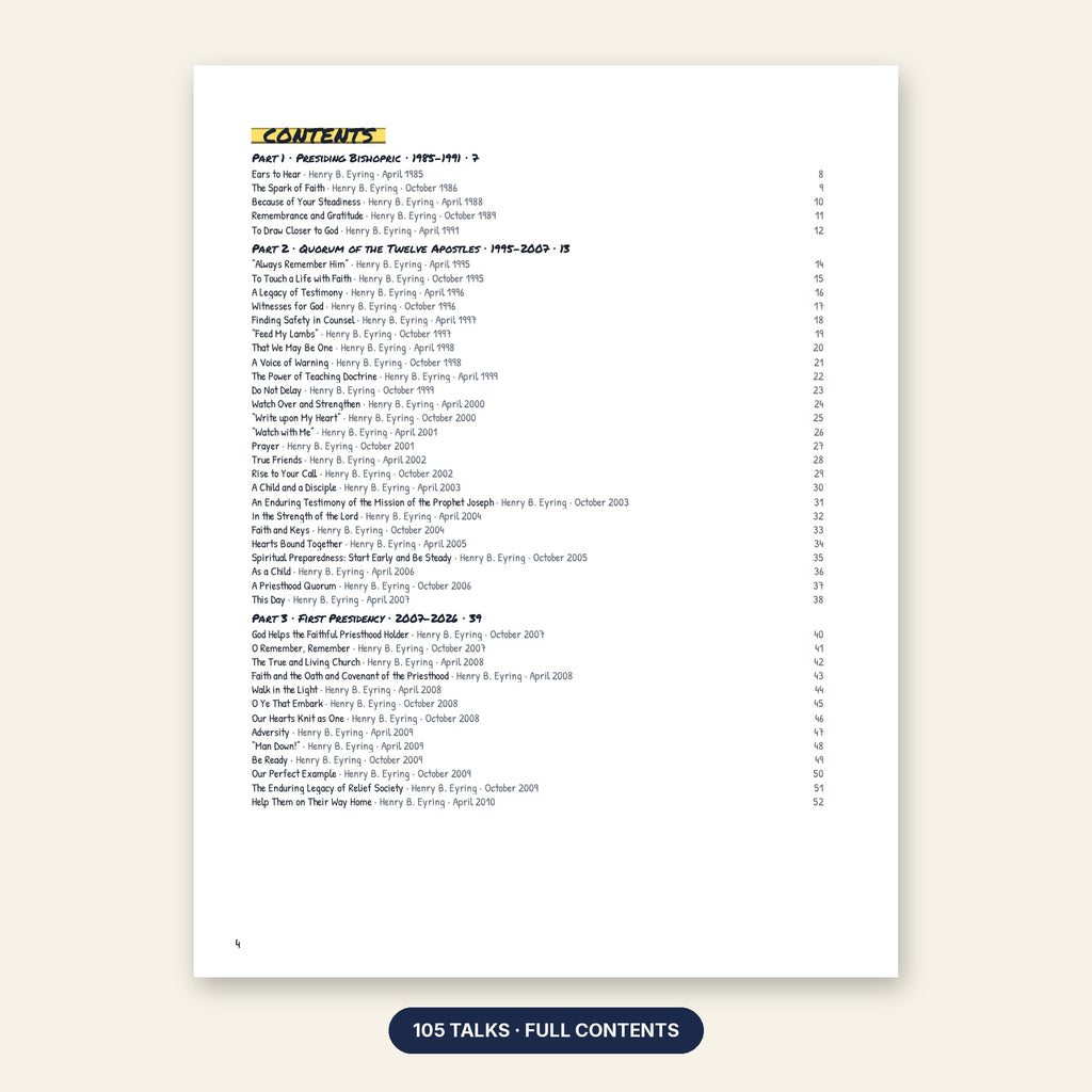 President Henry B. Eyring contents page