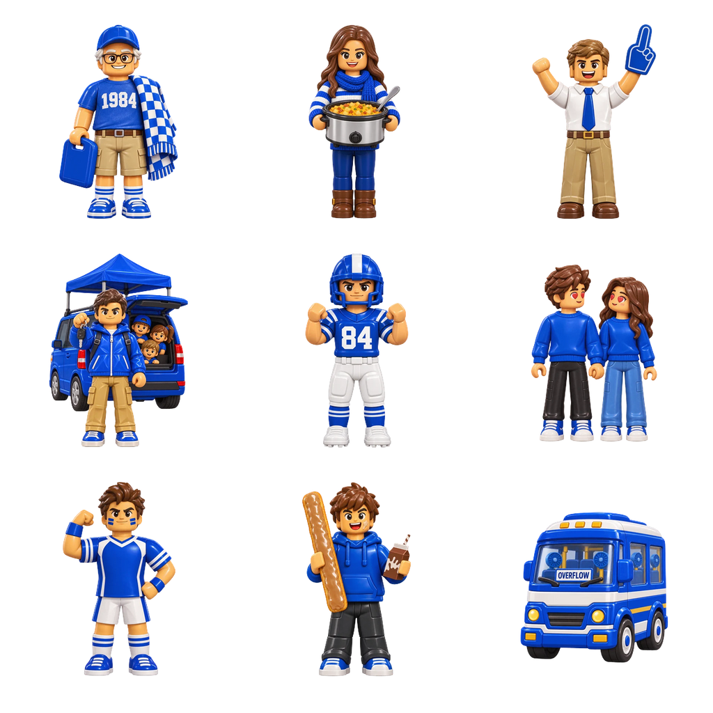 Blue fan figures from Holy War Chess, the design printed on this tie