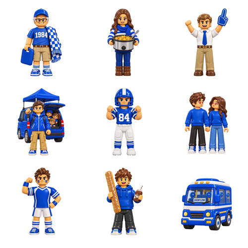 Blue fan figures from Holy War Chess, the design printed on this tie