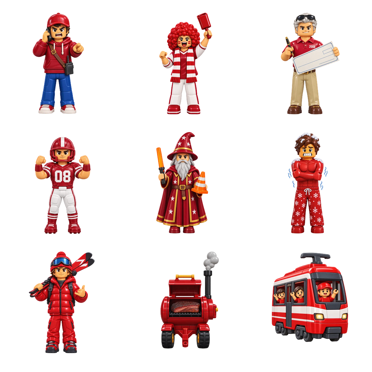 Red fan figures from Holy War Chess, the design printed on this tie