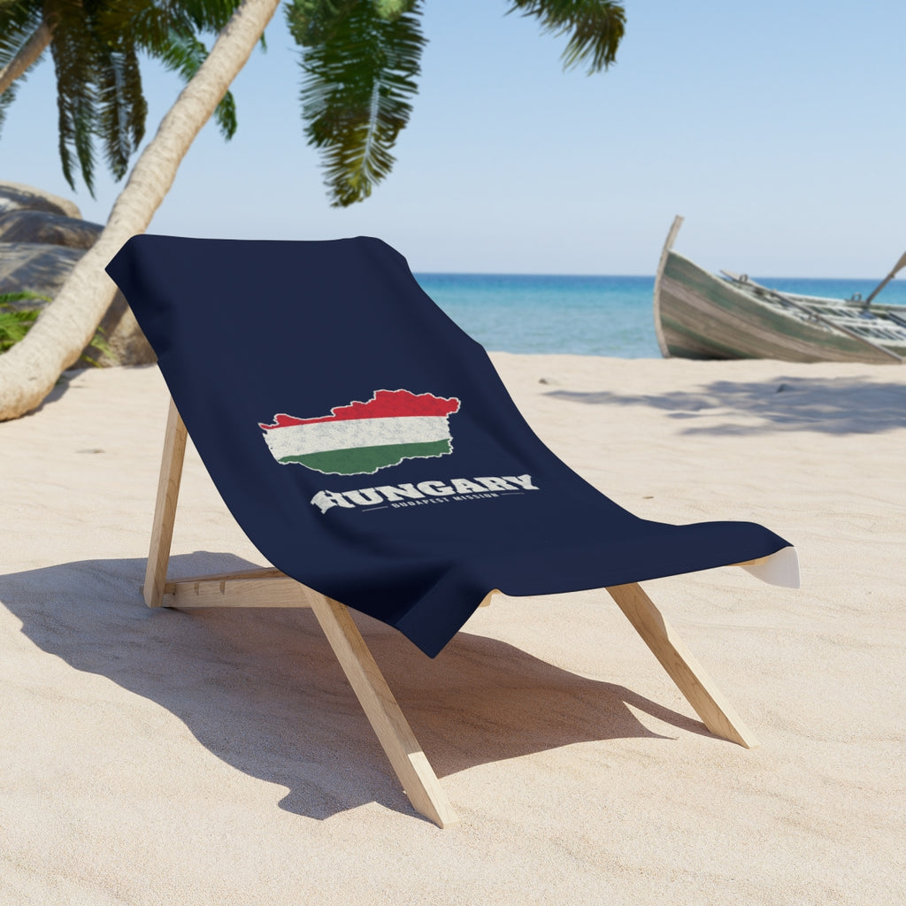 Hungary Budapest Mission flag map beach towel by Weak Things
