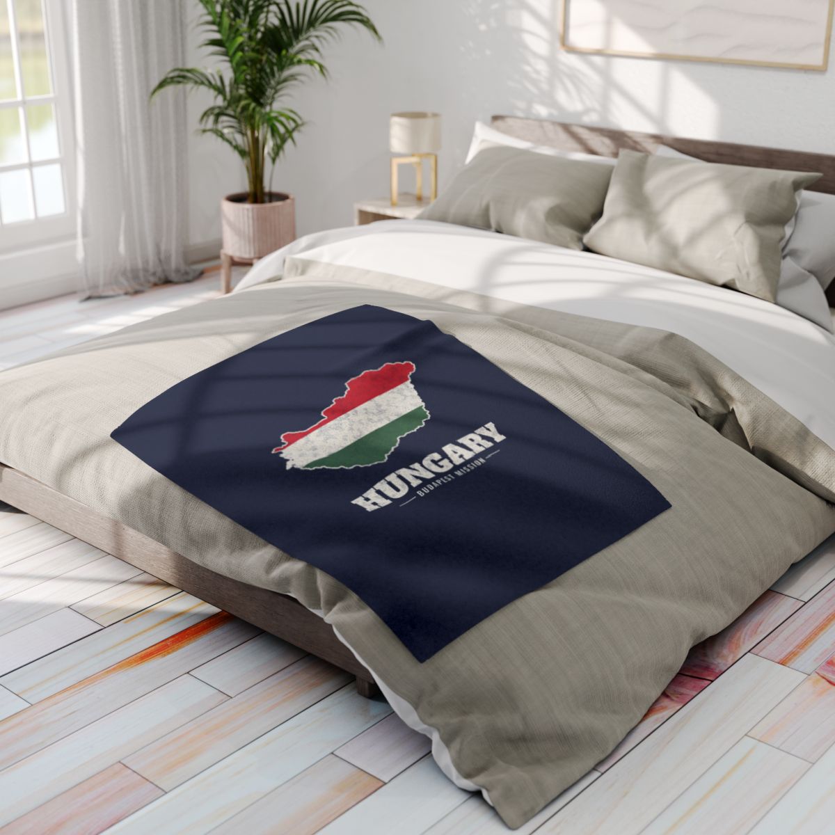 Hungary Budapest Mission flag map fleece blanket by Weak Things view 4