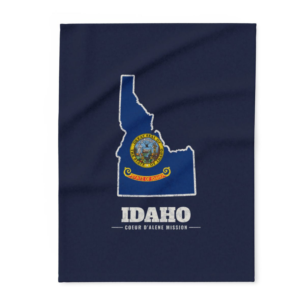 Idaho Coeur d'Alene Mission flag map fleece blanket by Weak Things