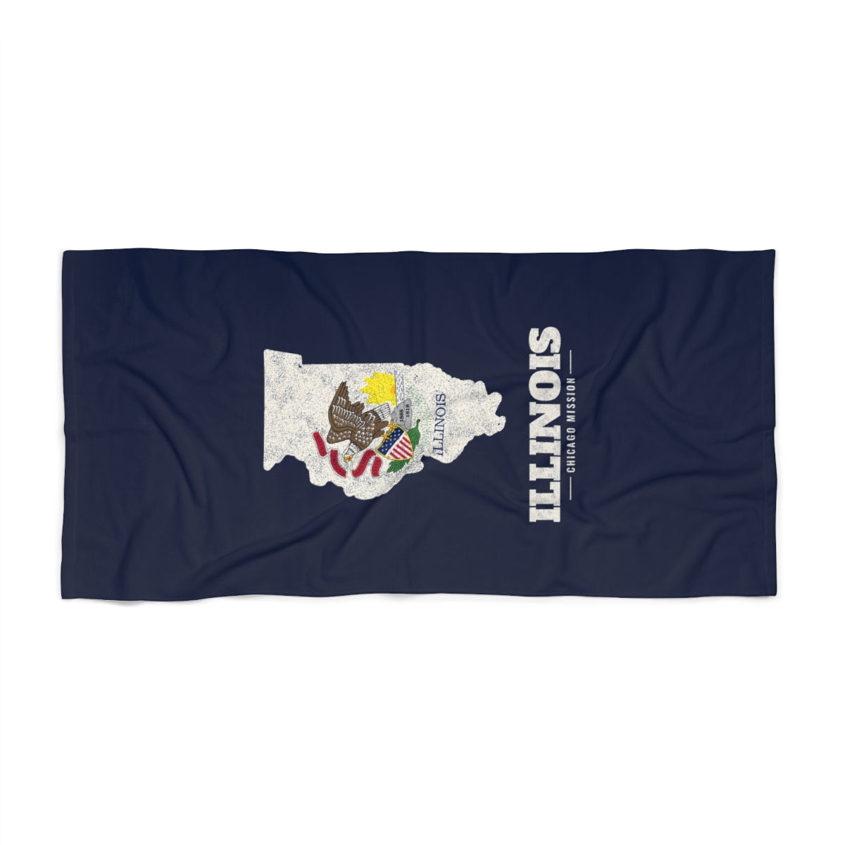 Illinois Chicago Mission flag map beach towel by Weak Things view 2