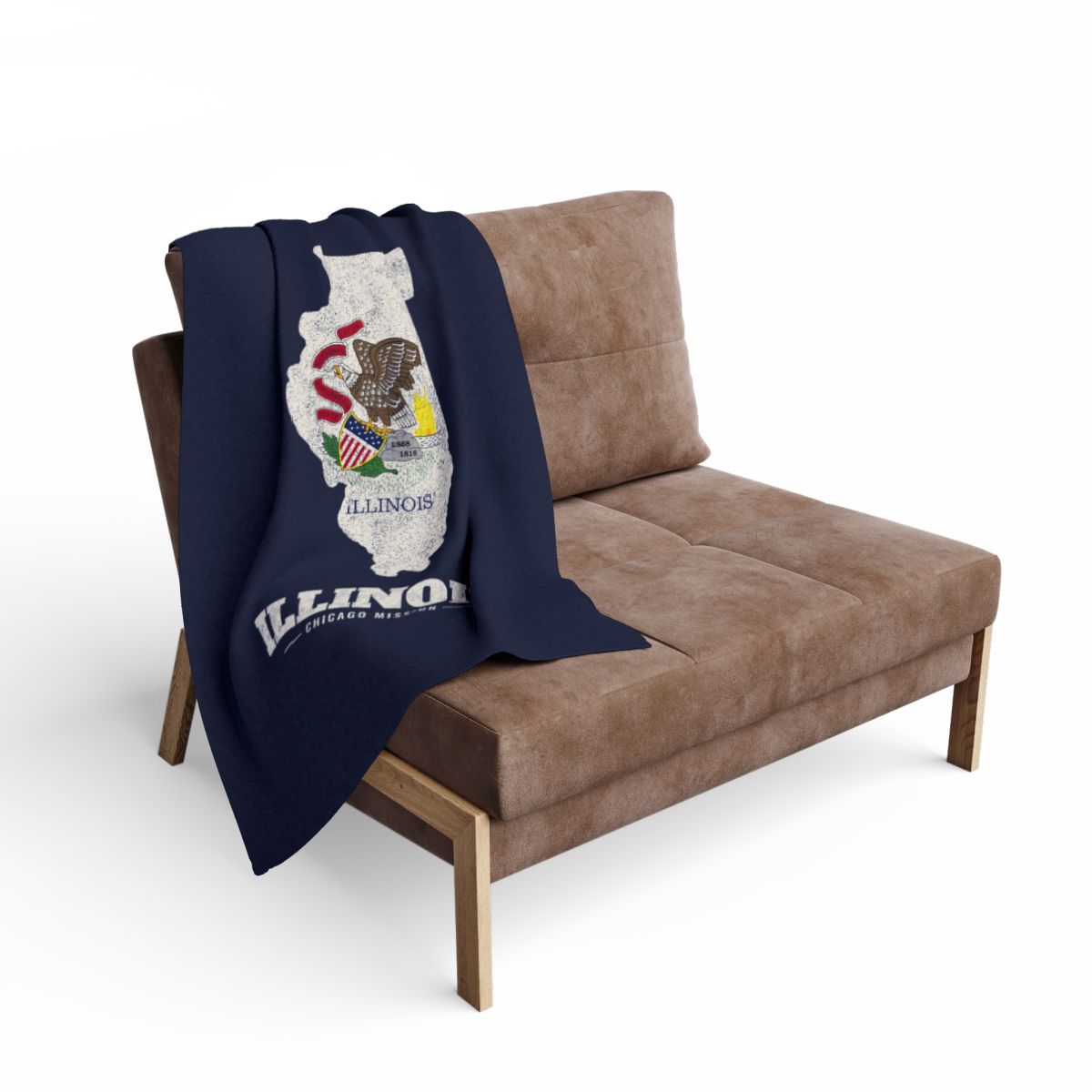 Illinois Chicago Mission flag map fleece blanket by Weak Things view 2