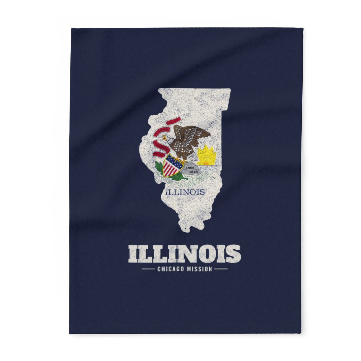 Illinois Chicago Mission flag map fleece blanket by Weak Things