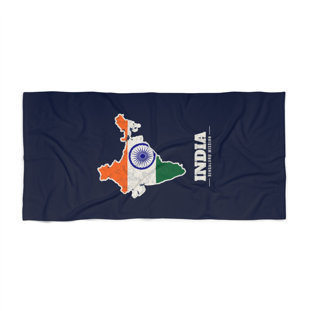 India Bengaluru Mission flag map beach towel by Weak Things view 2