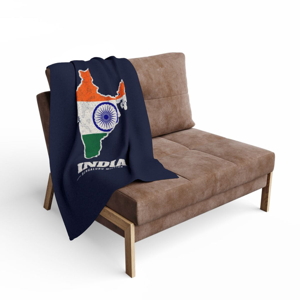 India Bengaluru Mission flag map fleece blanket by Weak Things view 2