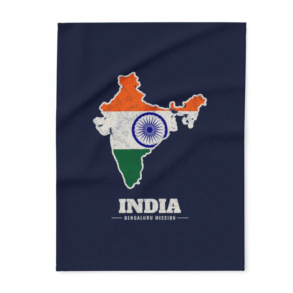 India Bengaluru Mission flag map fleece blanket by Weak Things