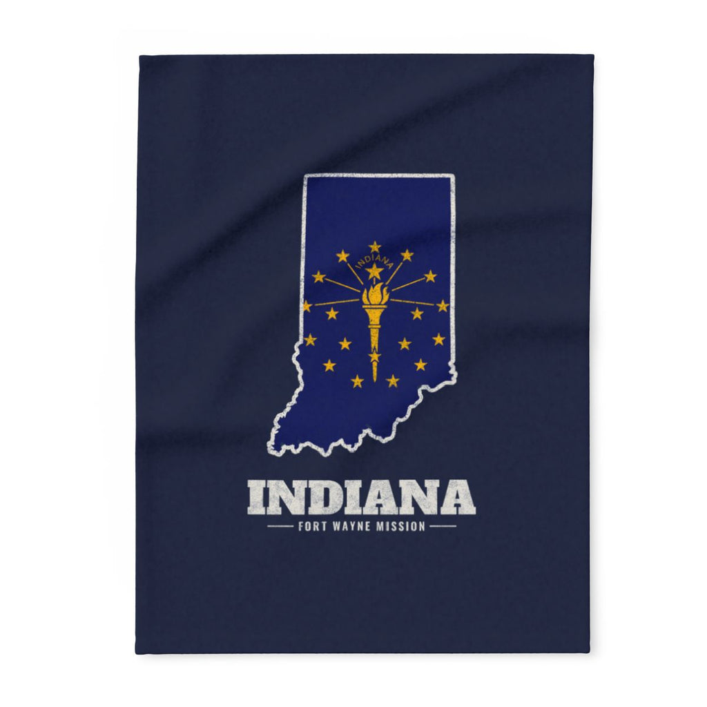 Indiana Fort Wayne Mission flag map fleece blanket by Weak Things