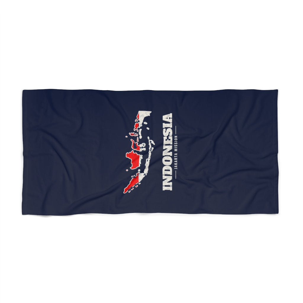 Indonesia Jakarta Mission flag map beach towel by Weak Things view 2