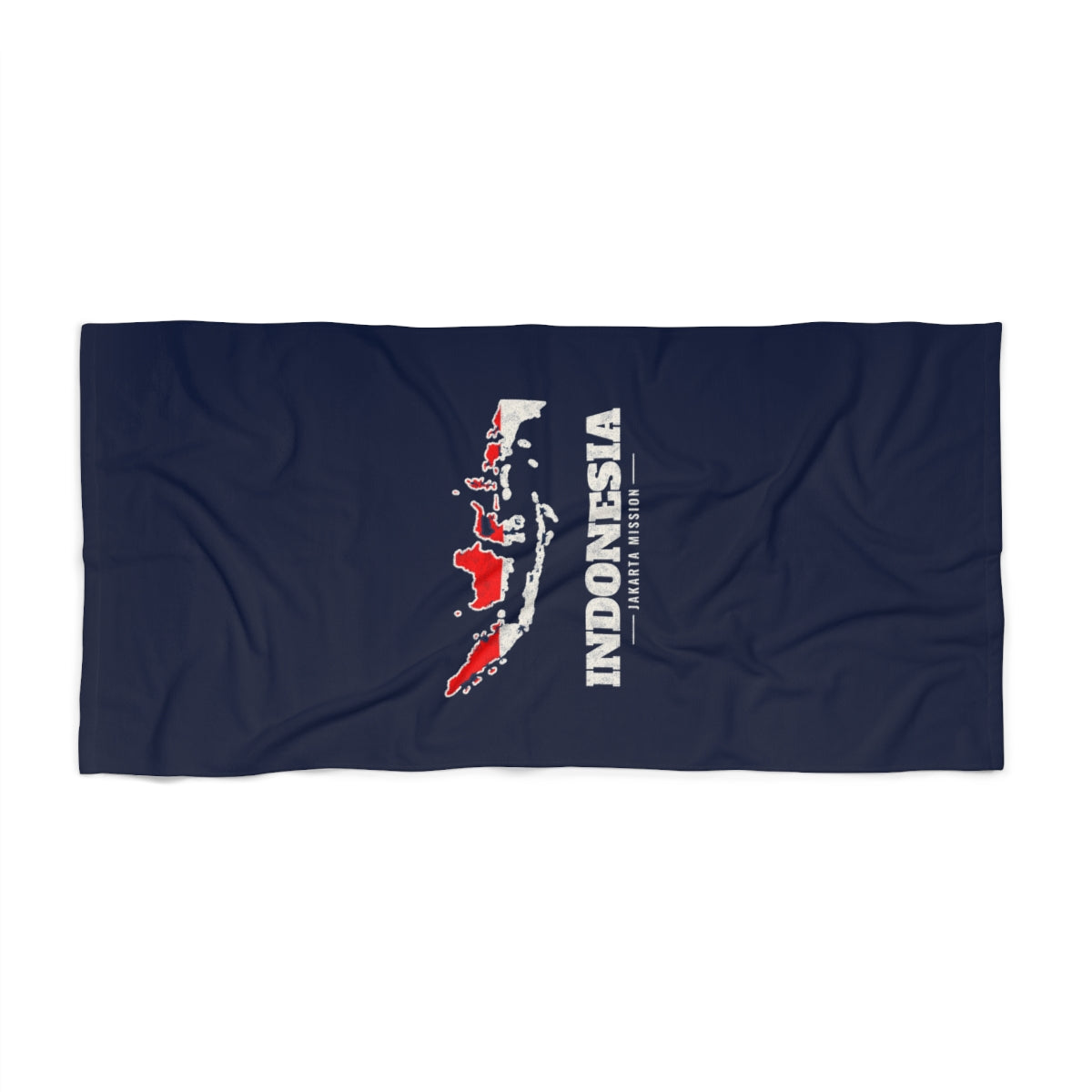 Indonesia Jakarta Mission flag map beach towel by Weak Things view 2