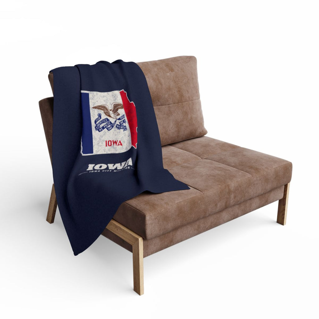 Iowa Iowa City Mission flag map fleece blanket by Weak Things view 2