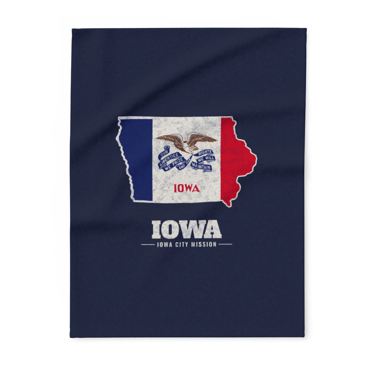 Iowa Iowa City Mission flag map fleece blanket by Weak Things