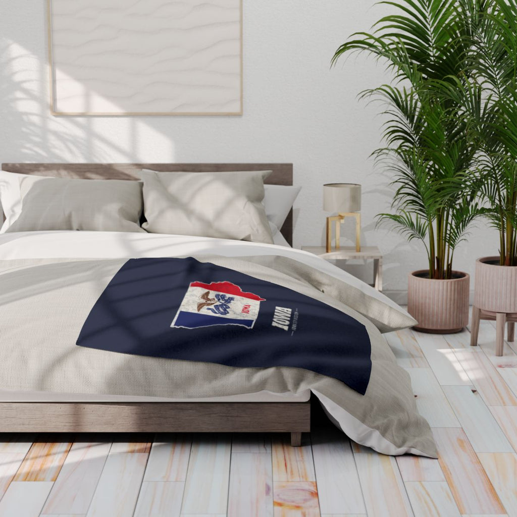 Iowa Iowa City Mission flag map fleece blanket by Weak Things view 3