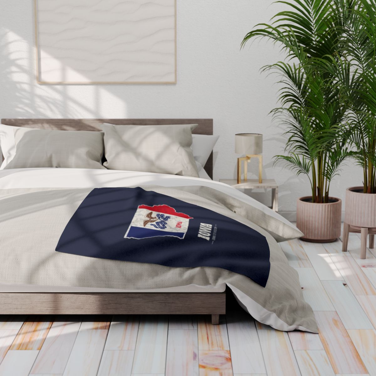 Iowa Iowa City Mission flag map fleece blanket by Weak Things view 3