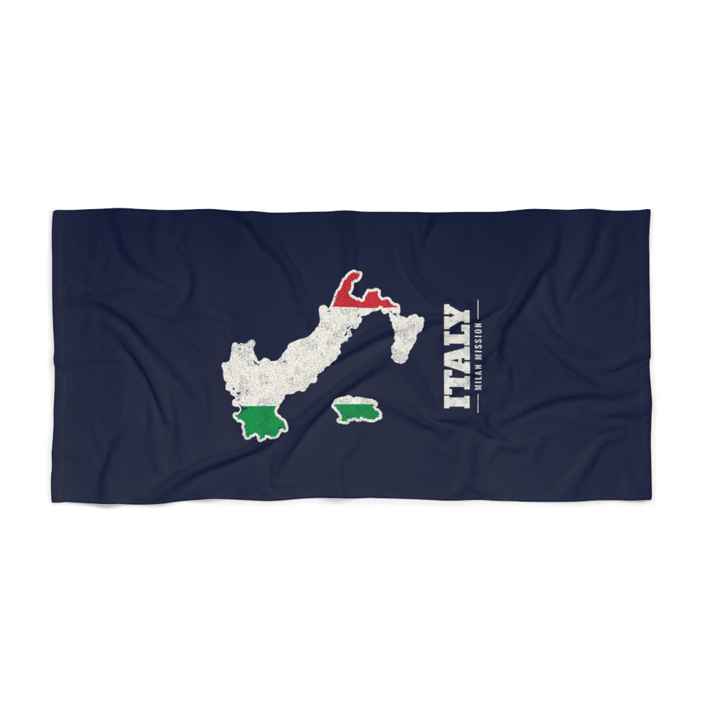 Italy Milan Mission flag map beach towel by Weak Things view 2