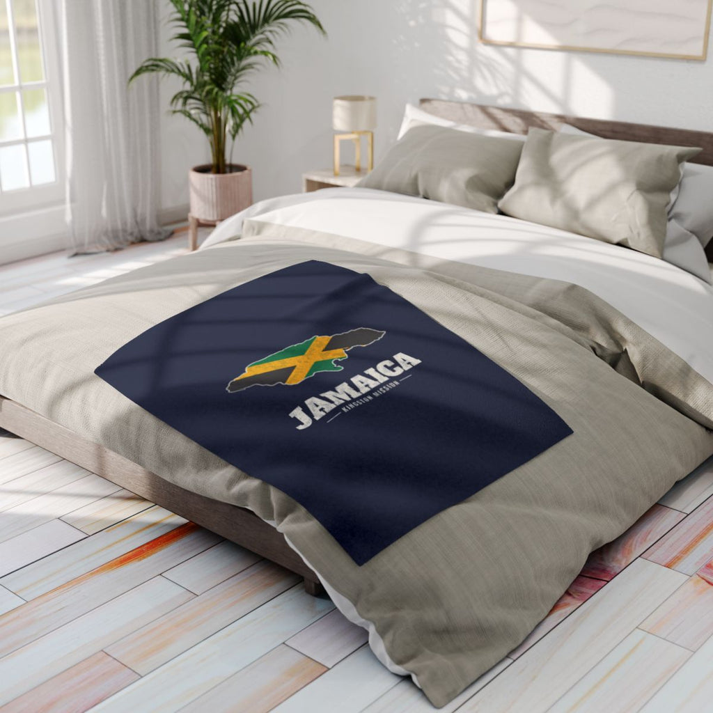 Jamaica Kingston Mission flag map fleece blanket by Weak Things view 4