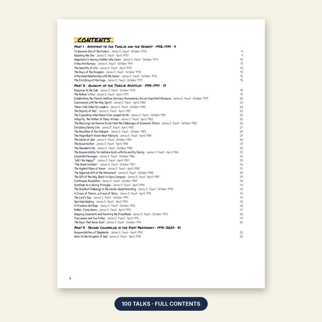 President James E. Faust contents page