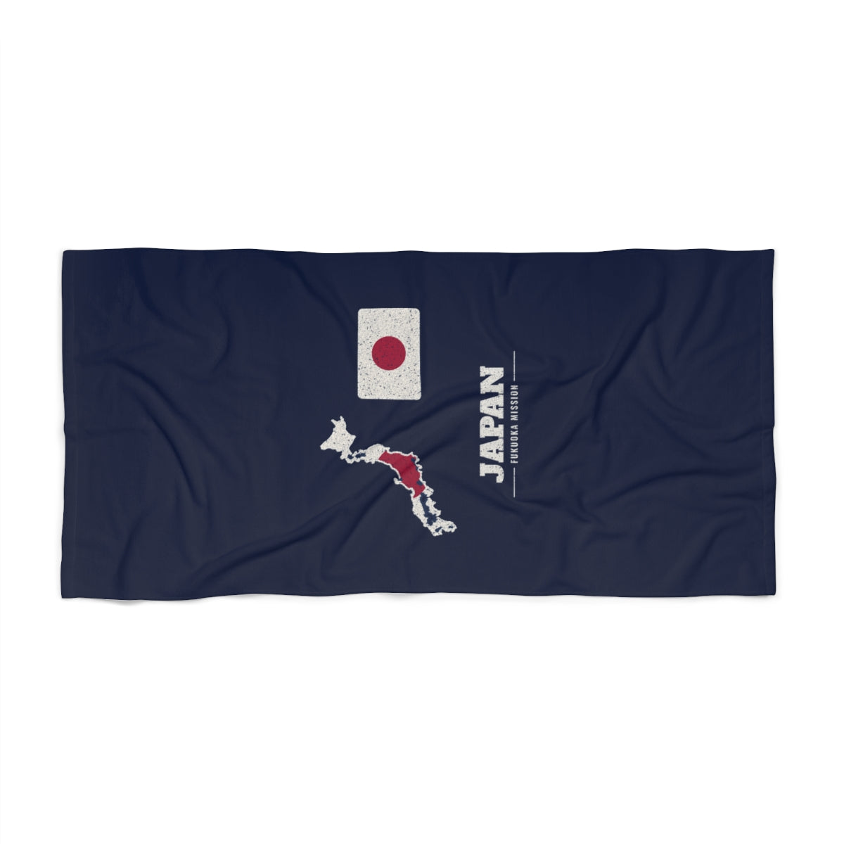 Japan Fukuoka Mission flag map beach towel by Weak Things view 2