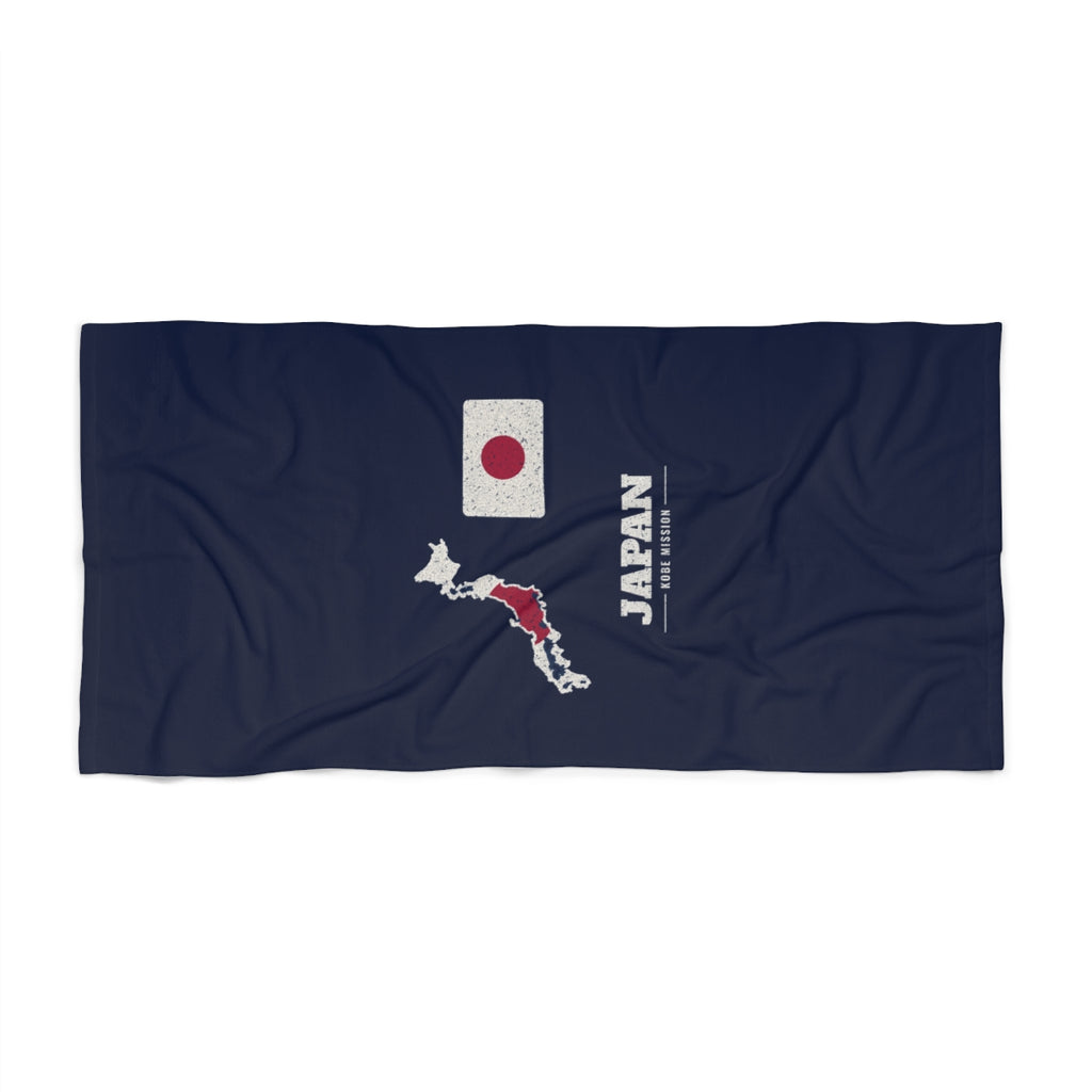 Japan Kobe Mission flag map beach towel by Weak Things view 2
