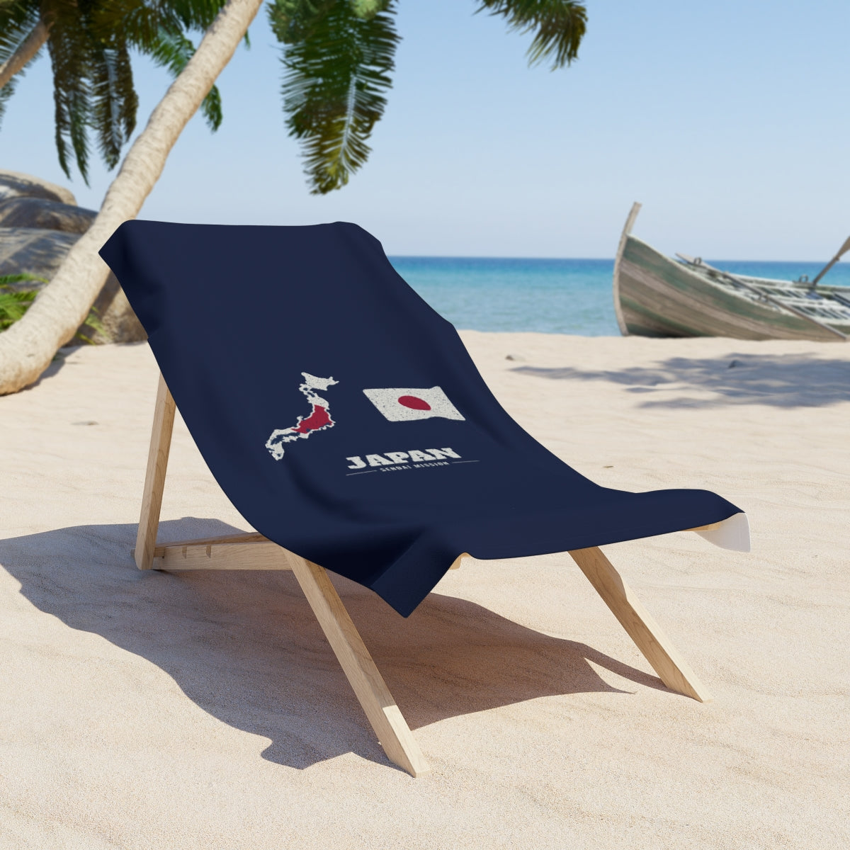 Japan Sendai Mission flag map beach towel by Weak Things