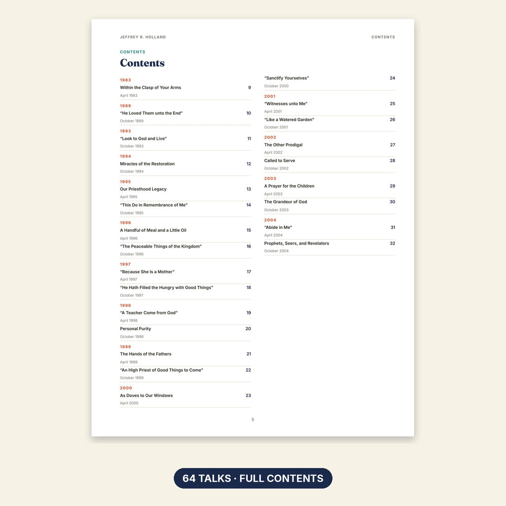 Jeffrey R. Holland contents page