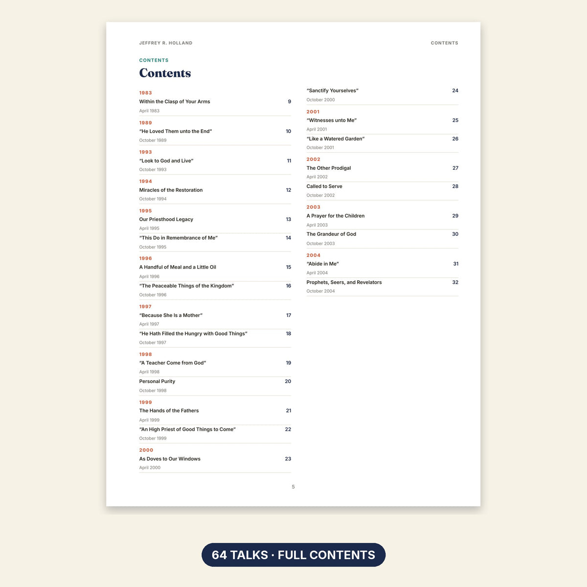 Jeffrey R. Holland contents page