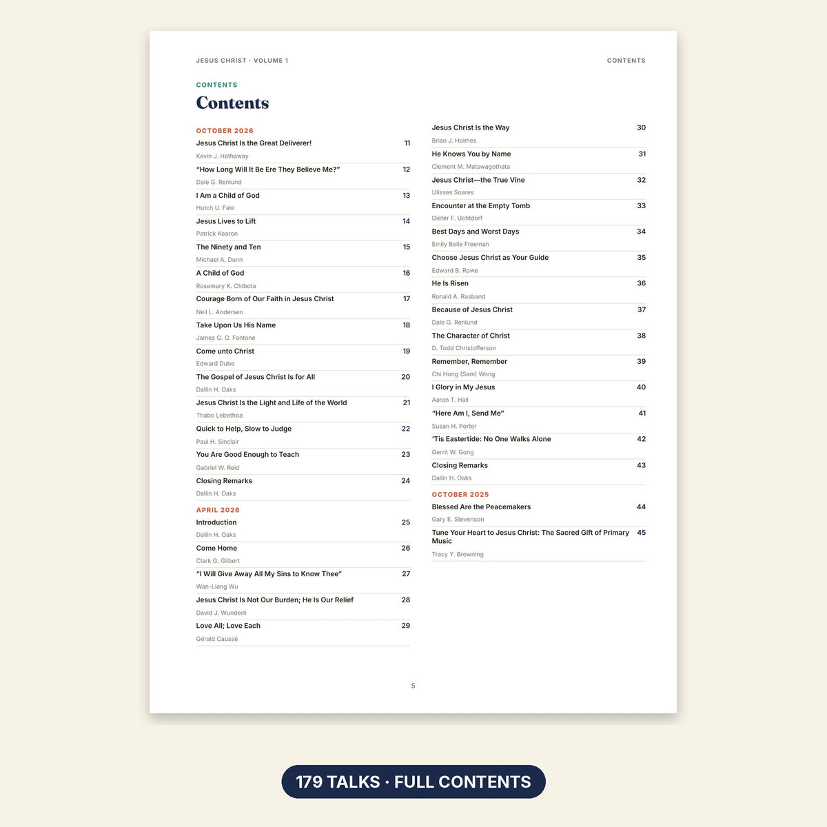 Jesus Christ Volume 1 contents page