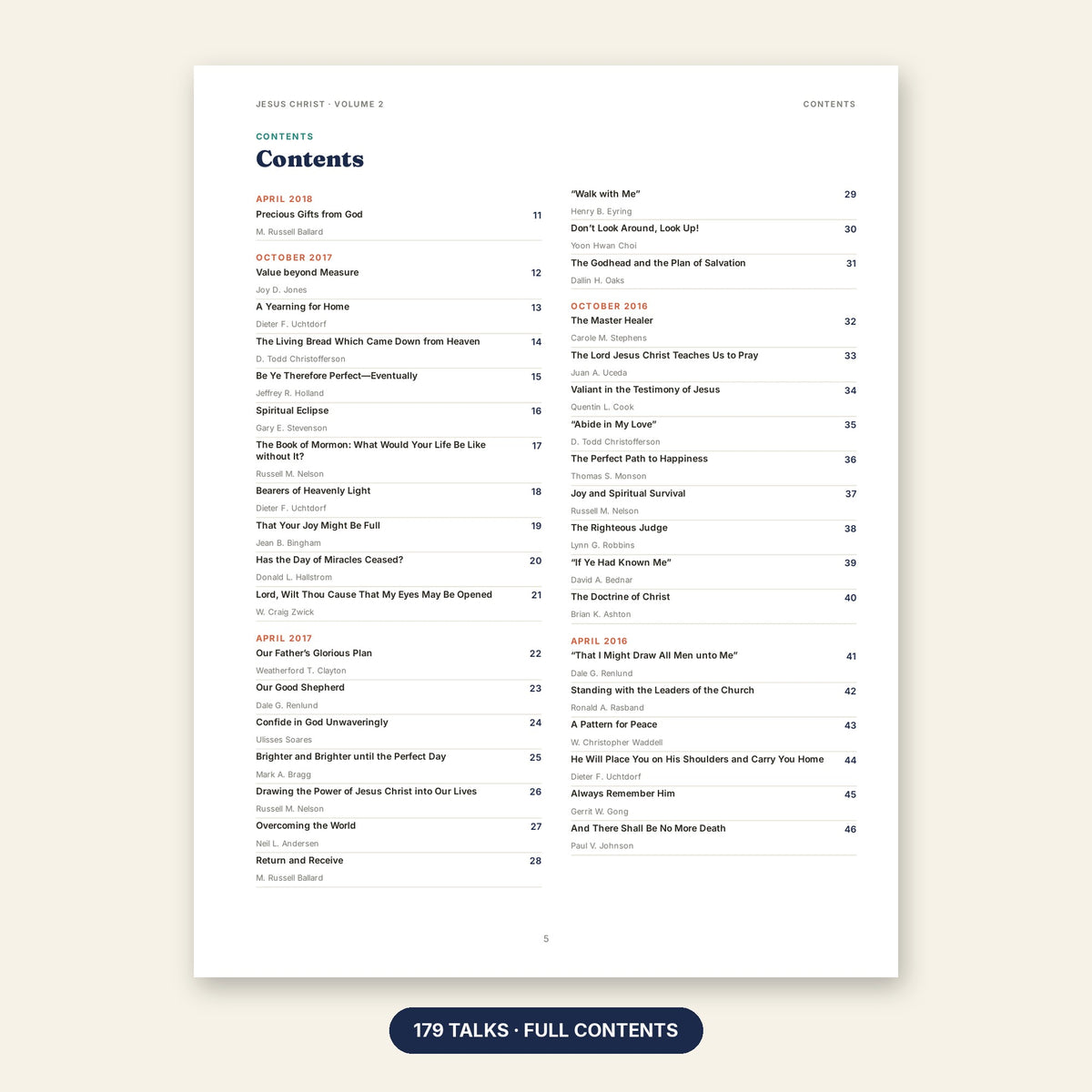 Jesus Christ Volume 2 contents page