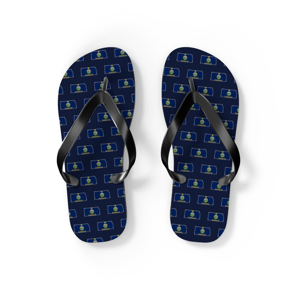 Kansas Mission flag map flip flops by Weak Things view 2
