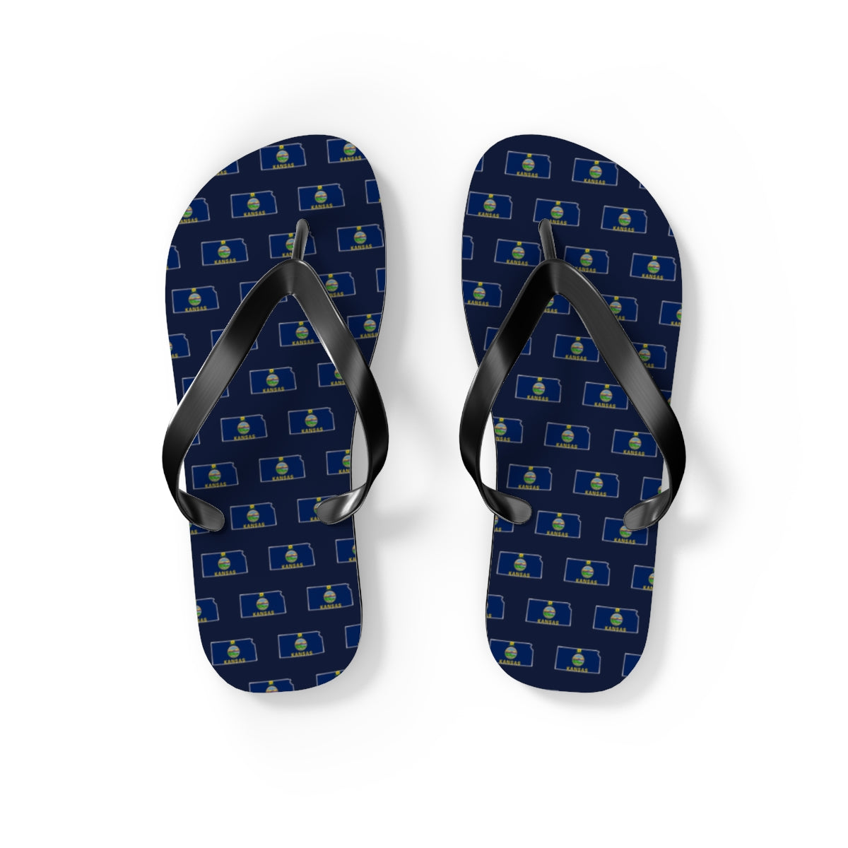 Kansas Mission flag map flip flops by Weak Things view 2