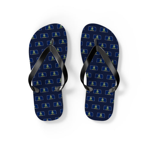 Kansas Mission flag map flip flops by Weak Things view 2