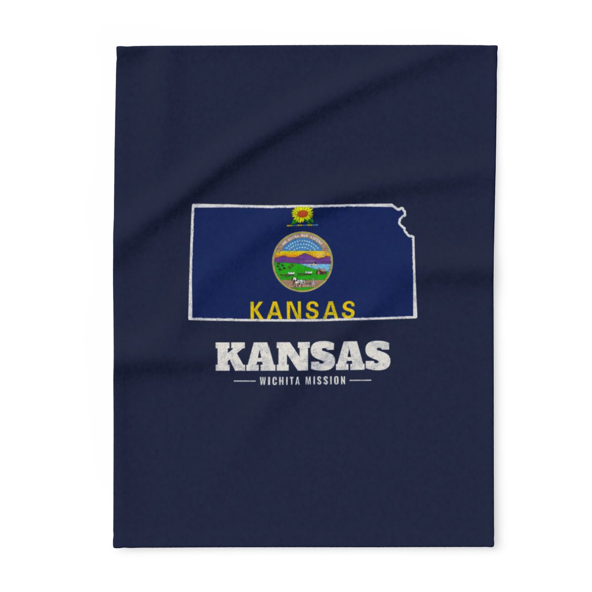 Kansas Wichita Mission flag map fleece blanket by Weak Things