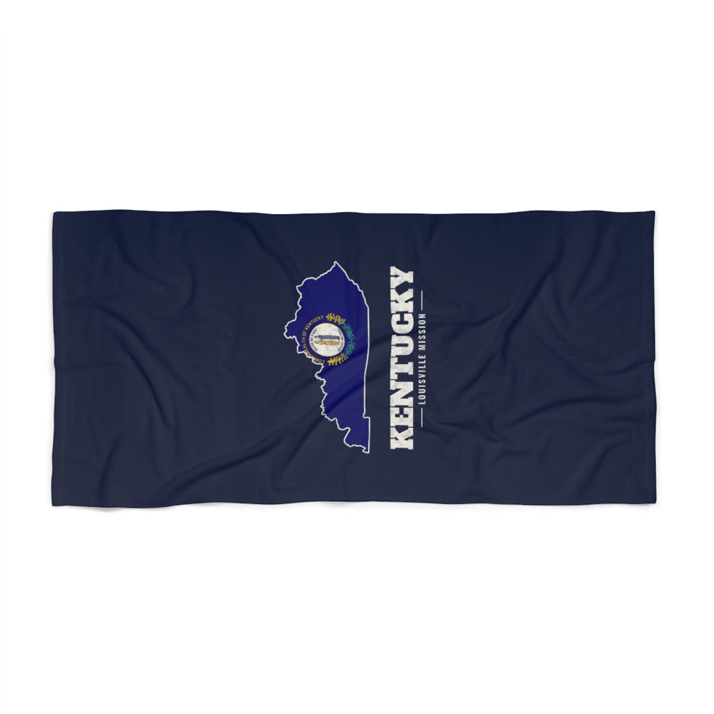 Kentucky Louisville Mission flag map beach towel by Weak Things view 2