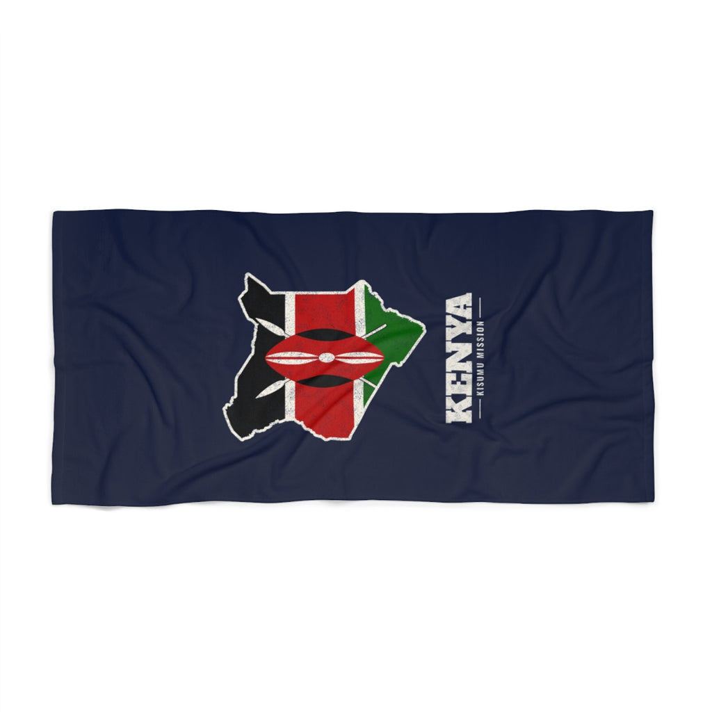Kenya Kisumu Mission flag map beach towel by Weak Things view 2