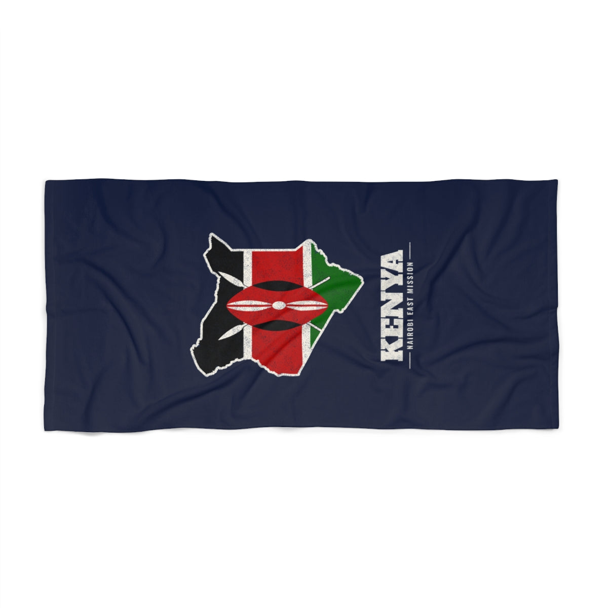 Kenya Nairobi East Mission flag map beach towel by Weak Things view 2