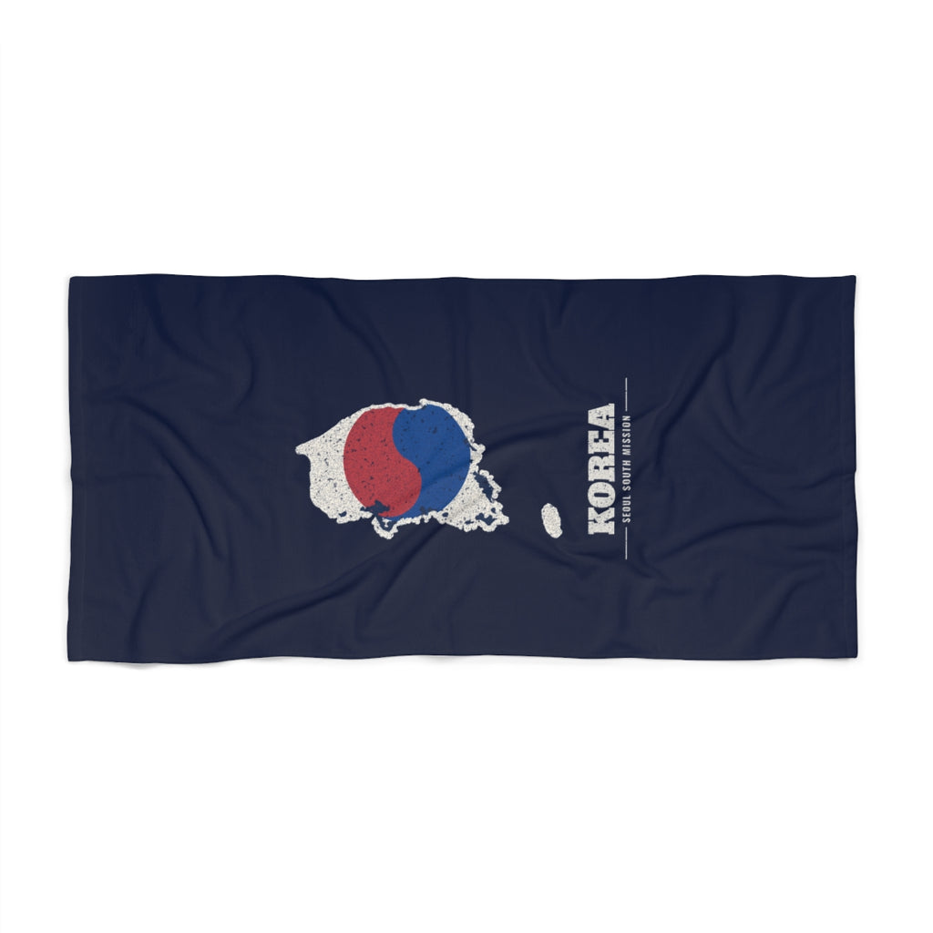 Korea Seoul South Mission flag map beach towel by Weak Things view 2