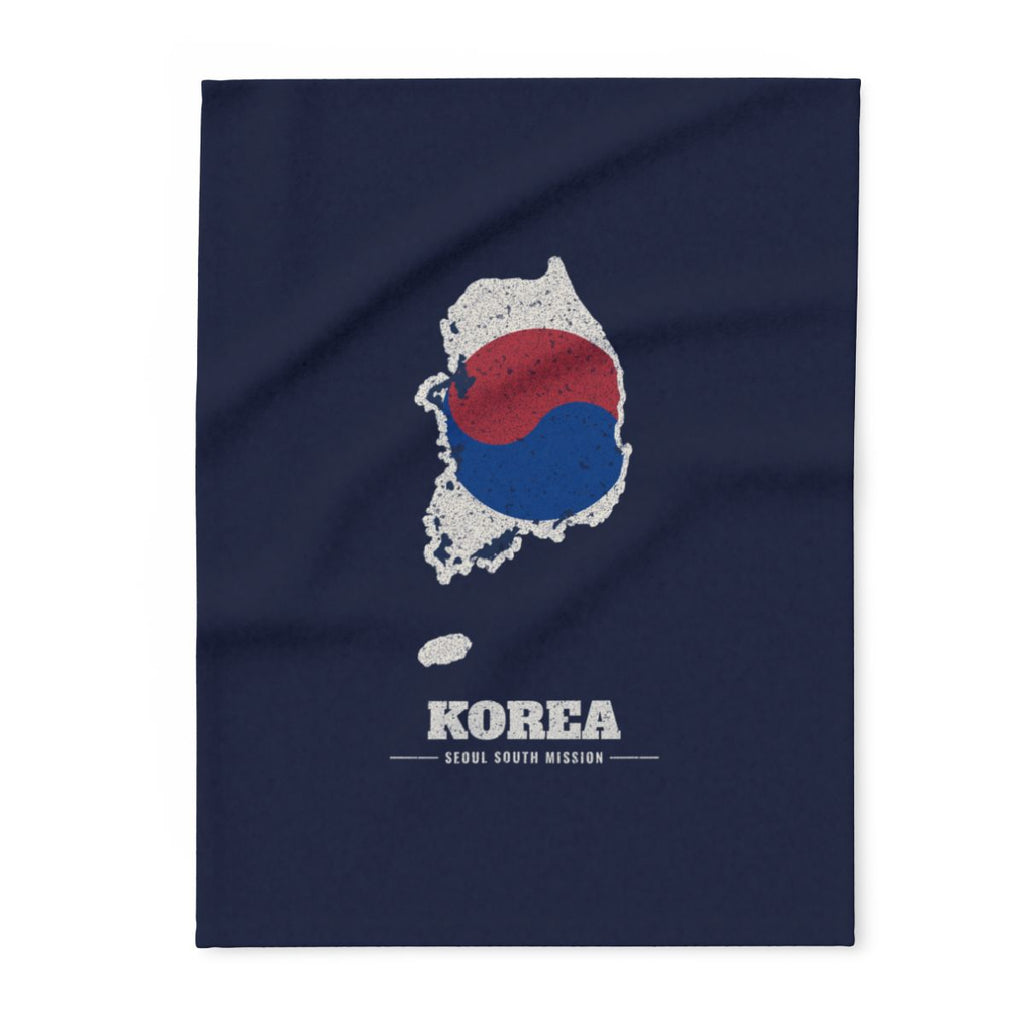 Korea Seoul South Mission flag map fleece blanket by Weak Things