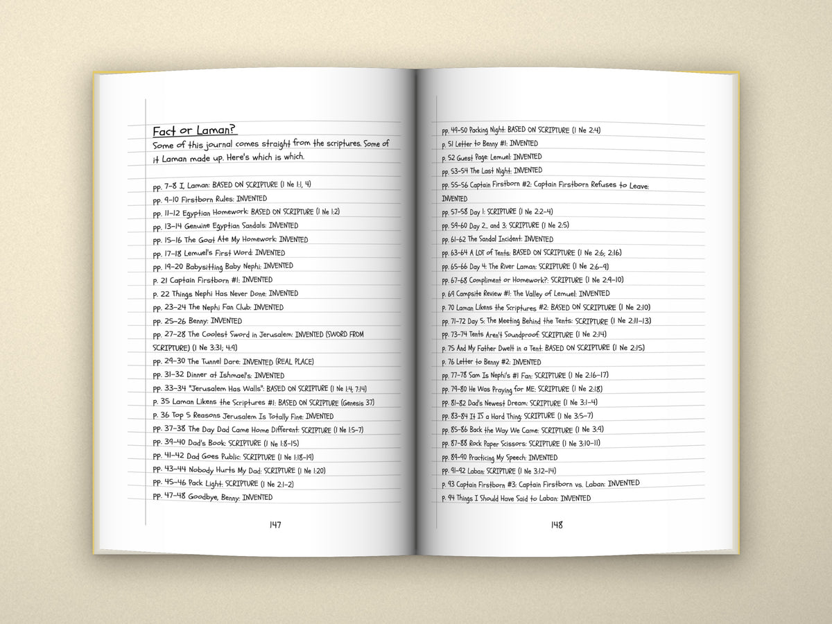 Laman's Journal Book 1 paperback open to pages 147–148