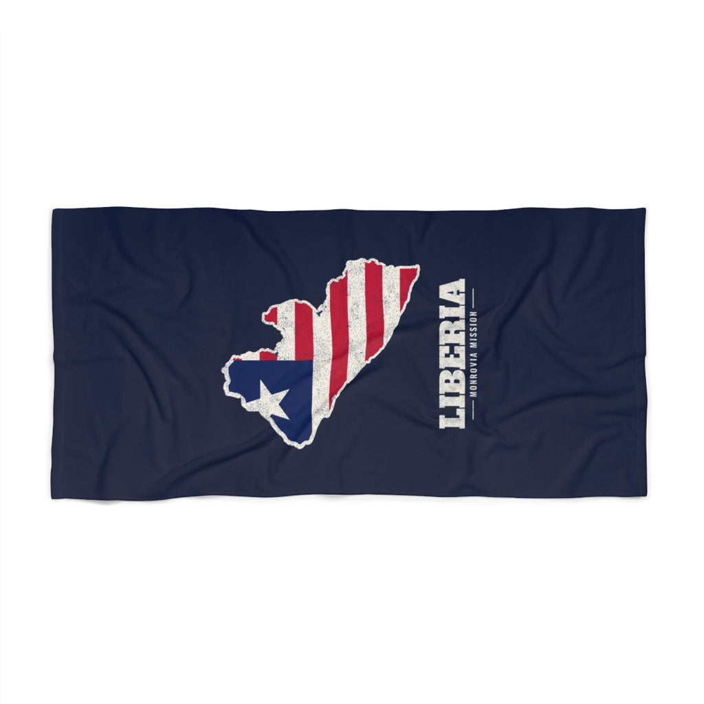 Liberia Monrovia Mission flag map beach towel by Weak Things view 2