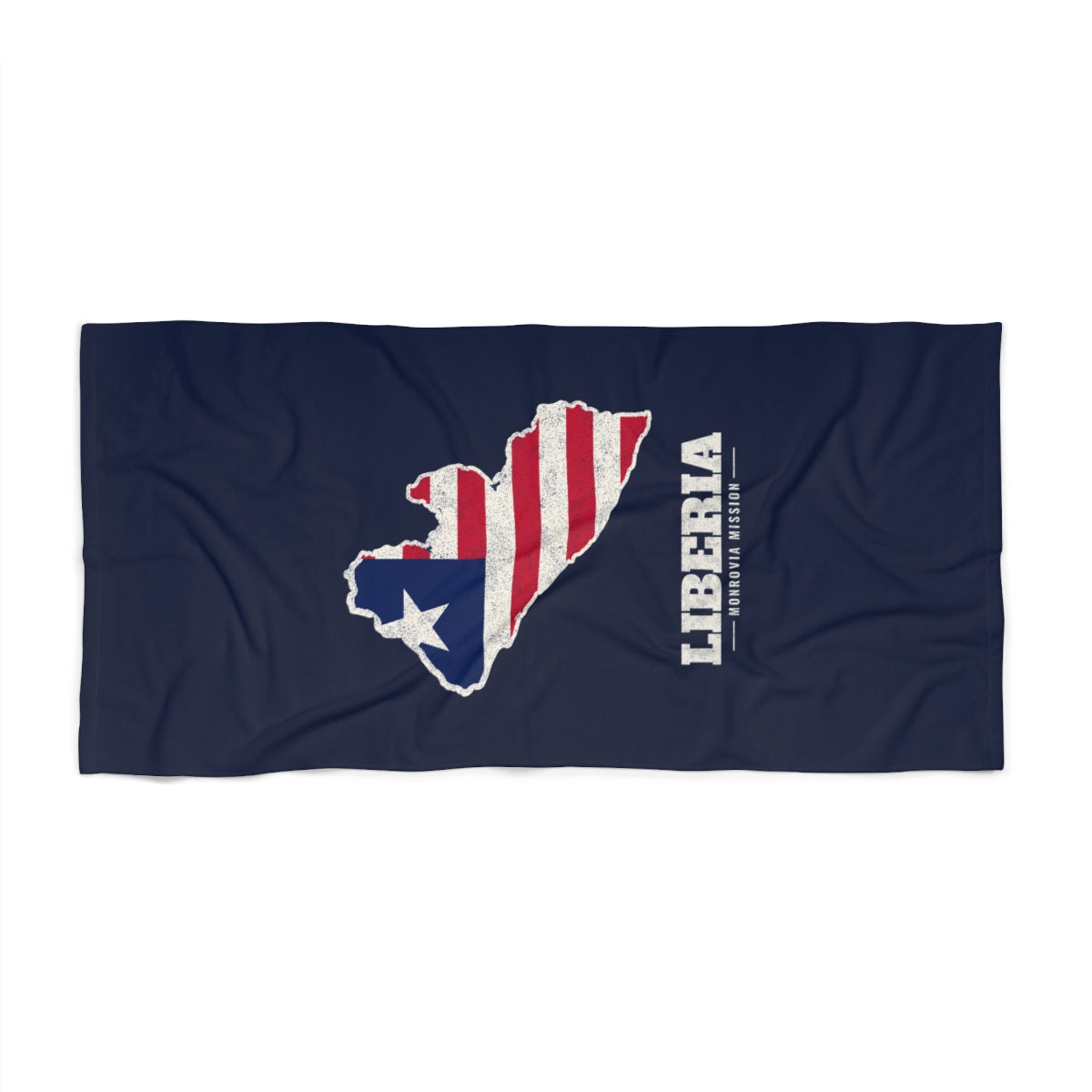 Liberia Monrovia Mission flag map beach towel by Weak Things view 2