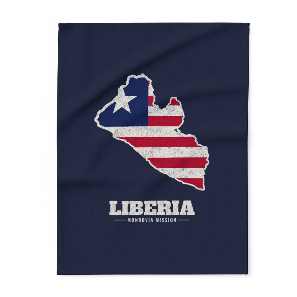Liberia Monrovia Mission flag map fleece blanket by Weak Things