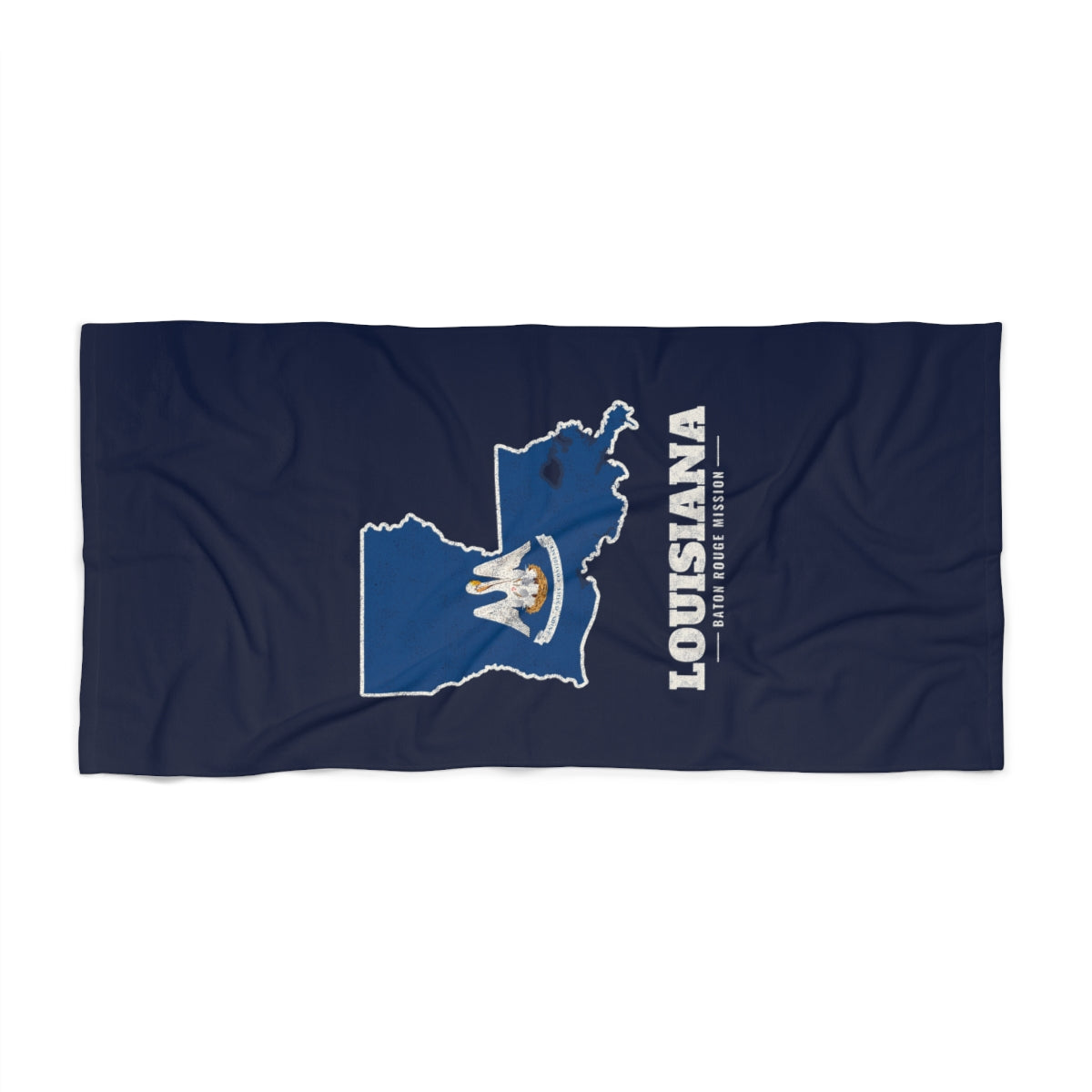 Louisiana Baton Rouge Mission flag map beach towel by Weak Things view 2