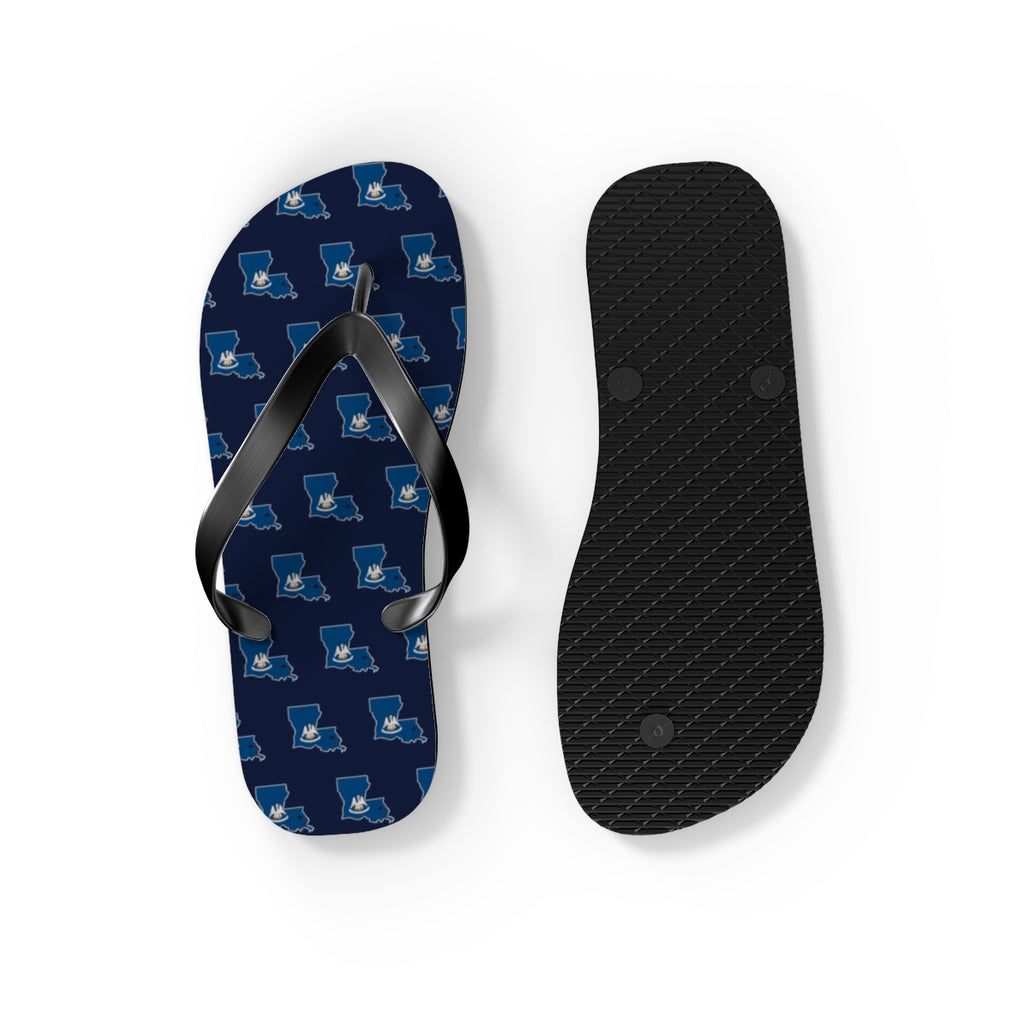 Louisiana Mission flag map flip flops by Weak Things view 4
