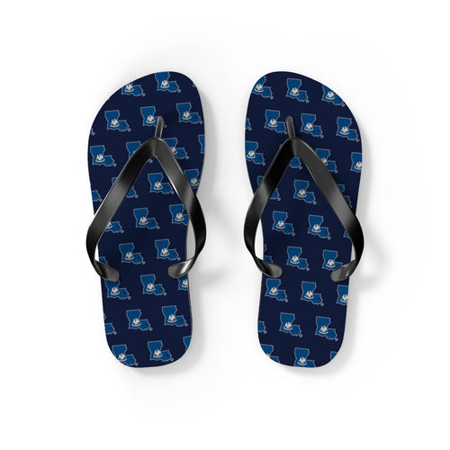 Louisiana Mission flag map flip flops by Weak Things view 2