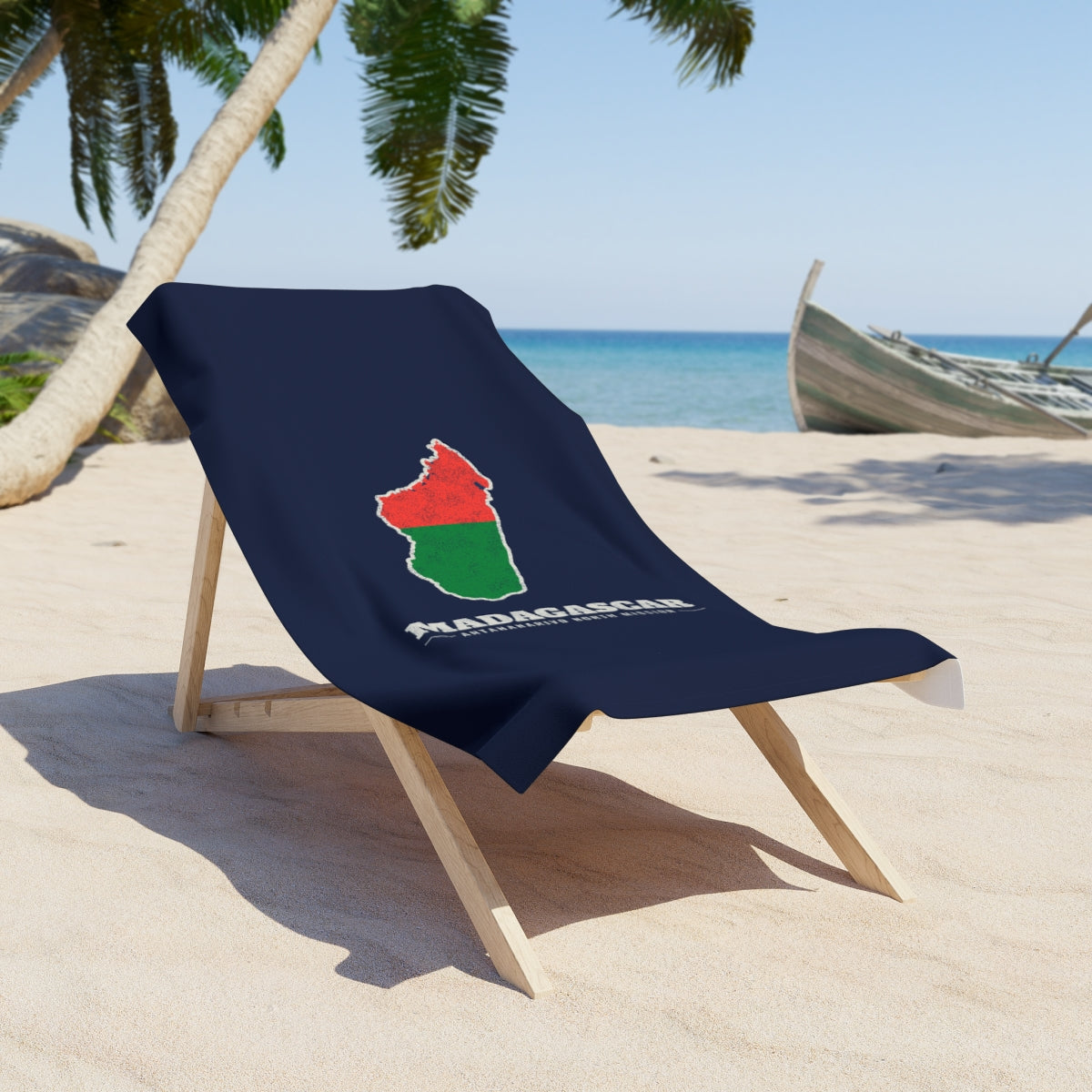 Madagascar Antananarivo North Mission flag map beach towel by Weak Things